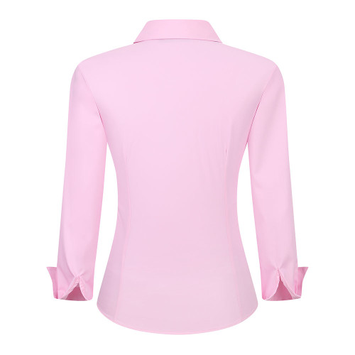 Womens Recycle Bamboo Fabric Long Sleeve Shirts Pink