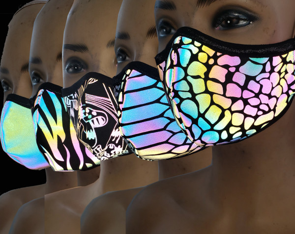 5 pack Rainbow Reflective Iridescent Dust Mask/Mouth Mask/Halloween Costume/Festival Mask/Burning Man Mask/Rave Mask/Holographic Mask