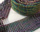 10 Yards Holographic Rainbow Sew Stitch On Spike Stud Cone Flatback Punk Rock Trim mesh Bead Craft ACRYLIC SPIKES SEW ON MESH RIBBON TRIM DECORATE