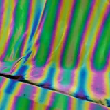 4-Way Stretch Rainbow Stripe Reflective Fabric,Iridescent Rainbow Fabric By the Yards