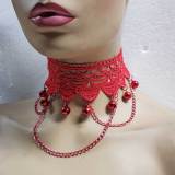 Valentine's Day Jewelry Gifts,Christmas necklace,Red Lace Choker,Scale Choker,Christmas Jewelry Charms