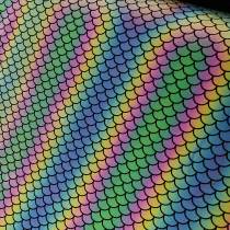 4-Way Stretch Rainbow Reflective Mermaid Scale Fabric,Iridescent Rainbow Fabric By the Yards