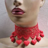 Valentine's Day Jewelry Gifts,Christmas necklace,Red Lace Choker,Scale Choker,Christmas Jewelry Charms