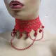 Valentine's Day Jewelry Gifts,Christmas necklace,Red Lace Choker,Bell Choker,Red Lace Heart Choker,Christmas Jewelry Charms