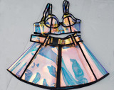 Handmade Custom Holographic Vinyl Bustier Mini Skirt Rave Music Festival PVC Plastic Clothing