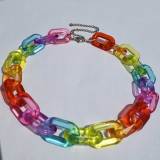 Custom Length Rainbow Choker,Rave Choker, Cuban Link Necklace Acrylic  Chain. Necklace