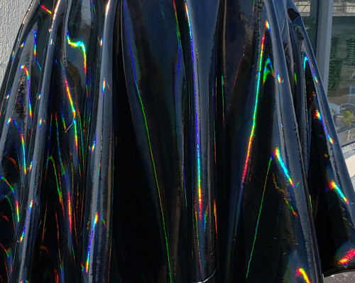 US$ 17.00 - 4-Way Stretch Shiny Mirror Holographic PVC Vinyl  Fabric,Iridescent Rainbow Fabric,Hologram Holographic Fabric by the yard 