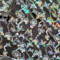 4-Way Stretch  Shiny Mirror Holographic PVC Vinyl  Fabric,Iridescent Rainbow Fabric,Hologram Holographic Fabric by the yard