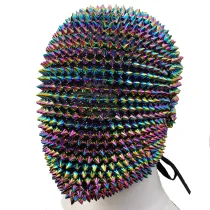 Handmade Cutom Studded Spikes Full Face Jewel Margiela Mask Full Coverage Custom Haute Couture Spiked Mask