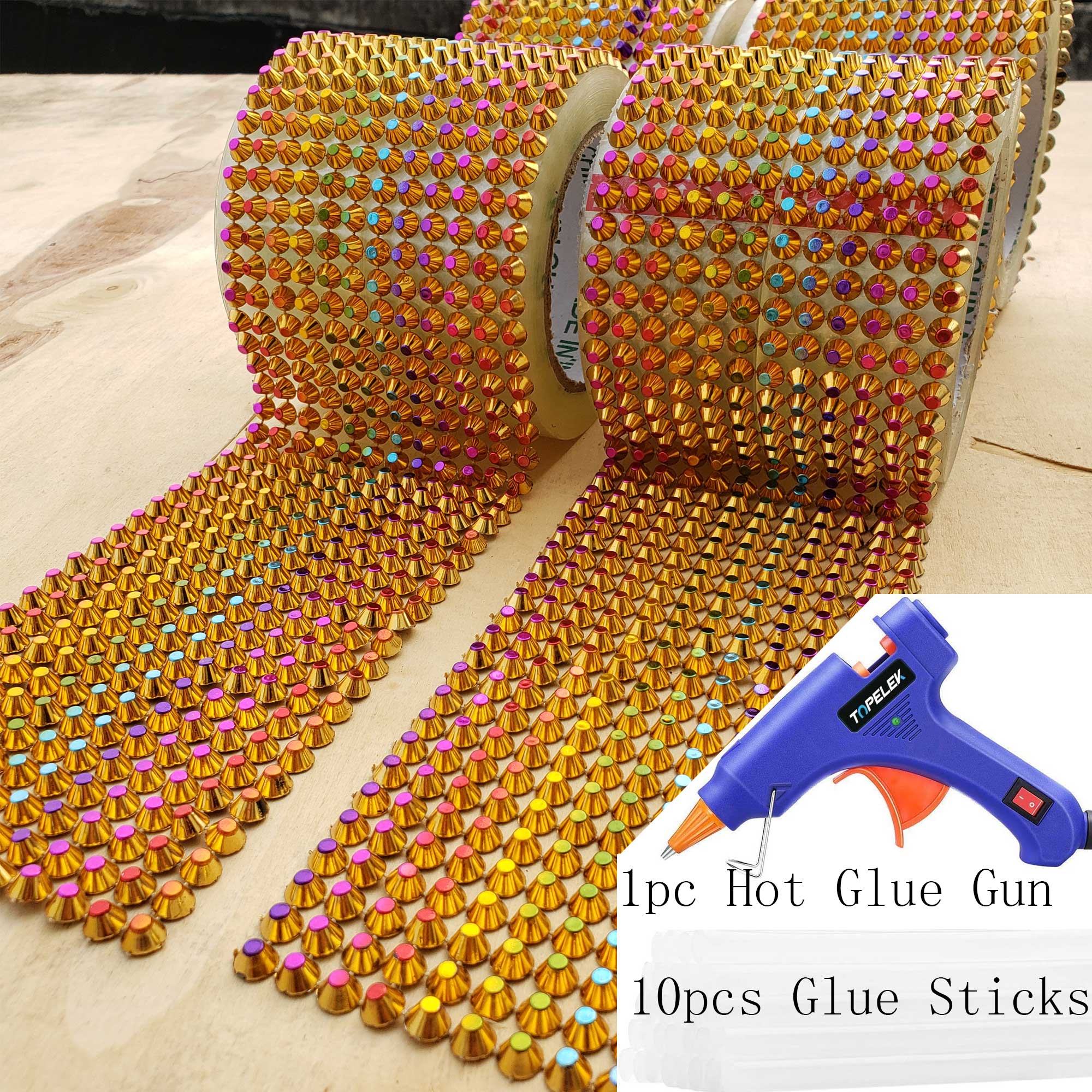 Golden Spike Rivets Plastic Rhinestone Mesh Spikes Sewing Crafts