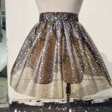 Handmade Custom Holographic Star Galaxy Vinyl PVC Pleasted Ball Skirt Plus Size Circle Skirt