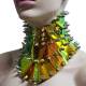 Handmade Iridescent Gold Mermaid Scale Spike Stud Posture Collar Back Laced Up