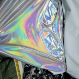 4-Way Stretch Holographic Rainbow Silver Fabric,Iridescent Rainbow Fabric,Foil Fabric,Hologram Holographic Fabric by the yard