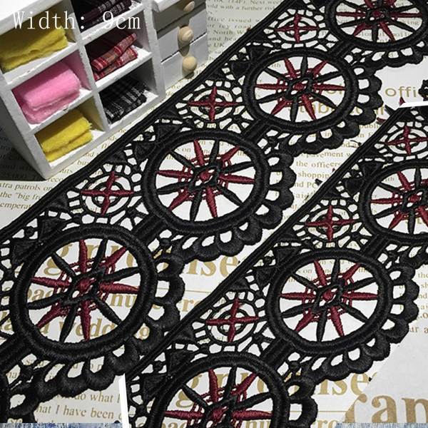 20 Yards Delicate Sewing Craft  Fabric Flower Venise Black Wedding Lace Trim Applique