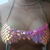 Handmade Burning Man Rave Holographic Scalemail armour Crop Bra Top