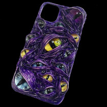 Handmade Gothic Glow in the Dark Purple Venom Cat Eyes iPhone Case