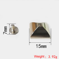 wholesale 100pcs 15mm Pyramid Screwback Studs Rivets  Metal Studs for Punk Style Clothing Accessories DIY Craft Decoration