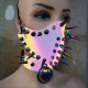 Gothic Rainbow Reflective Spike Mask Heart Choker Holographic O Ring Collar