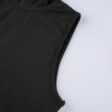 Gothic Tribal Print Turtleneck Side Slits Sleeveless Dress