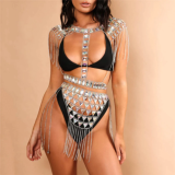Solid Chain Two Piece Set with Tassels