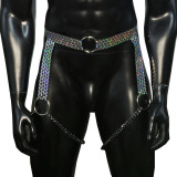 Holographic Elastic Men Harness,Gay outfit, LGBT pride, gay pride, men body harness, gay Harness, gay clubwear. Circuit Party Harness