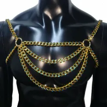 Gold Rhinestone Body Chain Men Chest Harness,Gay Outfit, LGBT Pride, Gay Pride, Gay Harness Clubwear,Circuit Party Harness