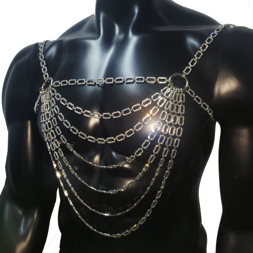 US$ 200.00 - Rhinestone Body Chain Men Chest Harness,Gay Outfit