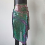 Sexy  Rainbow Iriedescent Chainmail Skirt Rave Burning man outfits