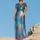 Sexy  Rainbow Iriedescent Chainmail Prom Dress Gown Long Dress