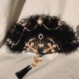 Handmade Gothic Lolita Vintage Feather Folding Fan Festival Fan