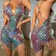 Handmade Sexy Iridescent Acrylic Dress,Chainmail Dress,Club Party Dress, Festival Dress,Rave Burning man Outfits