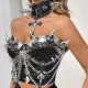 Plus Size Heavy Metal Punk Rock Gothic Spiked PU Leather Bustier Corset,Halloween Costumes,Women Faux Leather Corset,Women Faux Leather Corset