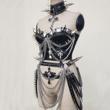 Plus Size Heavy Metal Punk Rock Gothic Spiked PU Leather Bustier Corset,Halloween Costumes,Women Faux Leather Corset,Women Faux Leather Corset