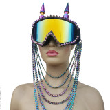 Studded Disco Goggles,goggles Mask,Chain Goggles, Music Festival Gear Burning Man Headpiece ,Cosplay Halloween Costumes