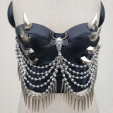 Plus Size Spiked Studded Bustier Corset Top,Gothic Punk Rock Signer Performance Clothing,Burning Man Festival Costumes,Sexy Biker