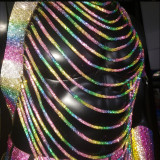 LGBT Pride Rainbow Rhinestone Men Chest Harness,Gay Outfit, Halloween Costumes,Strip Show ,Burning Man Festival Outfits Costume