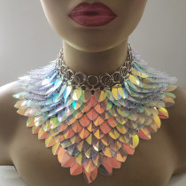 Iridescent Scalemail Choker Necklace Collar,Armor Jewelry,Festival Jewelry,Halloween   Jewelry