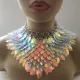 Iridescent Scalemail Choker Necklace Collar,Armor Jewelry,Festival Jewelry,Halloween   Jewelry