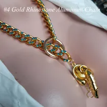 Gold Rhinestone Erectable Penis Rope Slip Chain Necklace Gag Gift, Naughty Bachelorette Feminist Jewelry