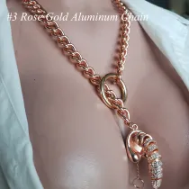 Rose Gold Erectable Penis Rope Slip Chain Necklace Gag Gift, Naughty Bachelorette Feminist Jewelry