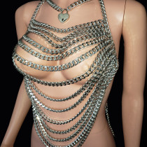 Personalized Name Silver Body chain, Body jewelry, Burning Man Festival Costume, Party dress, Chainmail Dress,Rave Harness for Women and Men