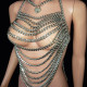 Personalized Name Silver Body chain, Body jewelry, Burning Man Festival Costume, Party dress, Chainmail Dress,Rave Harness for Women and Men