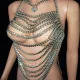 Personalized Name Silver Body chain, Body jewelry, Burning Man Festival Costume, Party dress, Chainmail Dress,Rave Harness for Women and Men