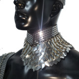 Gold LGBT Pride Scalemail Men Chest Harness Armor,Gay Outfit,Halloween Costumes,Strip Show ,Burning Man Festival Outfits Costumes