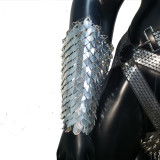Gold LGBT Pride Scalemail Men Chest Harness Armor,Gay Outfit,Halloween Costumes,Strip Show ,Burning Man Festival Outfits Costumes