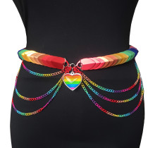 Festival Rave Outfit, LGBTQ Pride Flag Chain Belt ,Buning Man Rainbow Scalemail Waist Chain