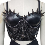 Plus Siize Gothic Dragon Scale Bustier Top Women Halloween Costume ,Festival Rave Outfit,Vintage Goth Punk Rock Tops,Heavy Metal Singer Rider Clothing