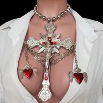 Giant Crucifix Cross Necklace,Goth necklace,Cross Choker,Goth Collar,Crucifix Goth Pendant