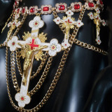 Luxury Vintage Giant Crucifix Cross Men Chest Harness,Gay Outfit, LGBT Pride, Body Harness ,Carnival Burning Man Costumes,Circuit Party Outfits