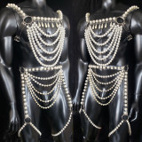 Pearl Body Chain Men Chest Harness,Gay Outfit, LGBT Pride, Body Harness ,Burning Man Outfits,Circuit Party Harness,EDC Outfits